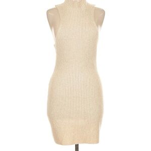 Danielle Guizio Cream Ribbed Mini Dress